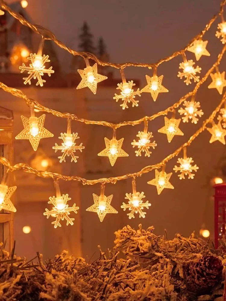 Christmas LED Star Snowflake Lights 40LED 6M - Outdoor USB Decoration