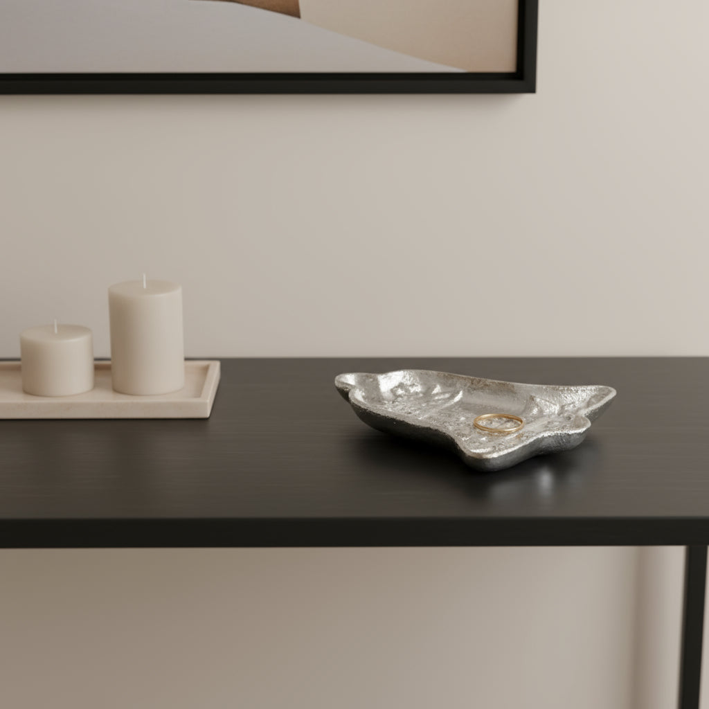 Christmas Bell Trinket Tray 5" - Silver Cast Iron Decorative Gift