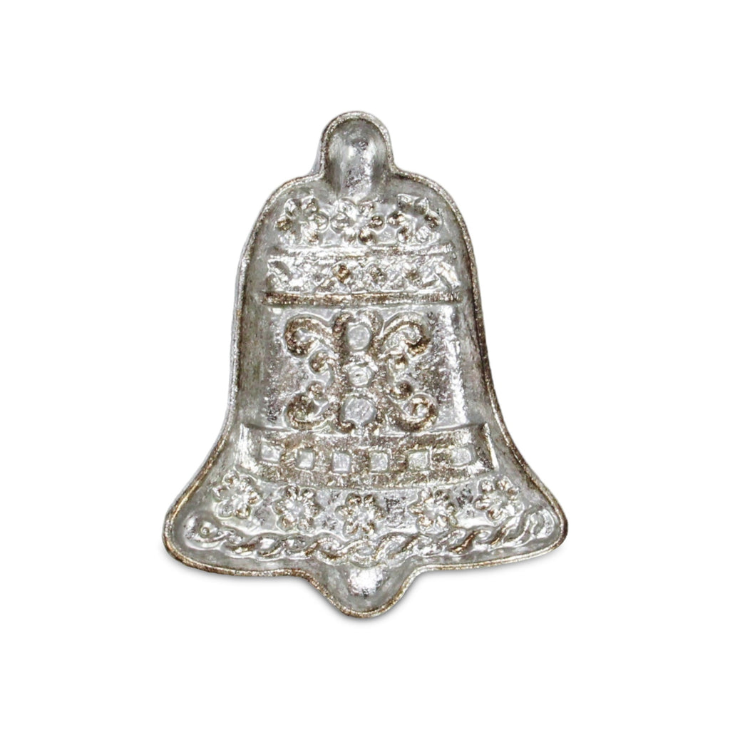 Christmas Bell Trinket Tray 5" - Silver Cast Iron Decorative Gift