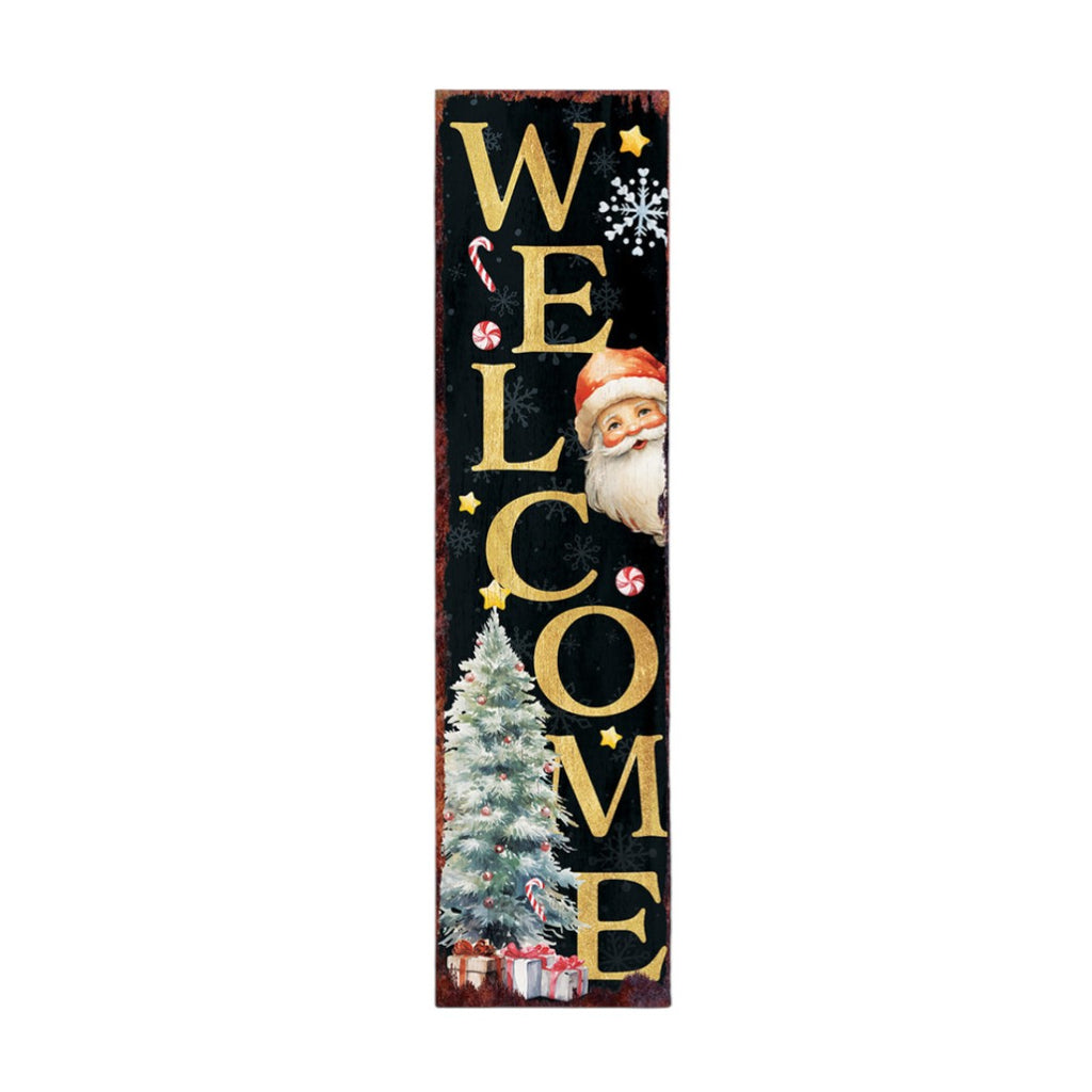 Rustic Christmas Porch Sign Black Gold Red - Festive Holiday Door Decoration