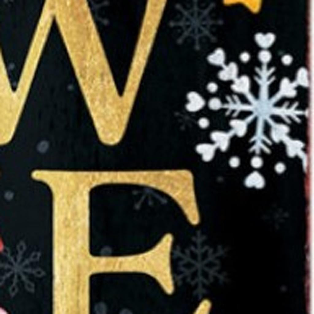 Black Gold Red Santa Welcome Porch Sign - Christmas Outdoor Decor Gift Idea