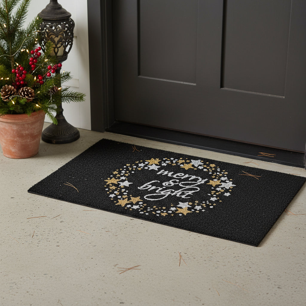 Christmas Doormat Merry & Bright 17"x29" - Eco-Friendly Coir Mat