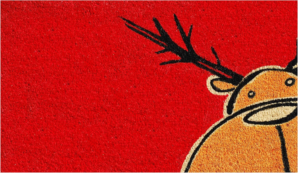 Christmas Doormat 17"x29" Red Brown Black - Eco-Friendly Coir Mat