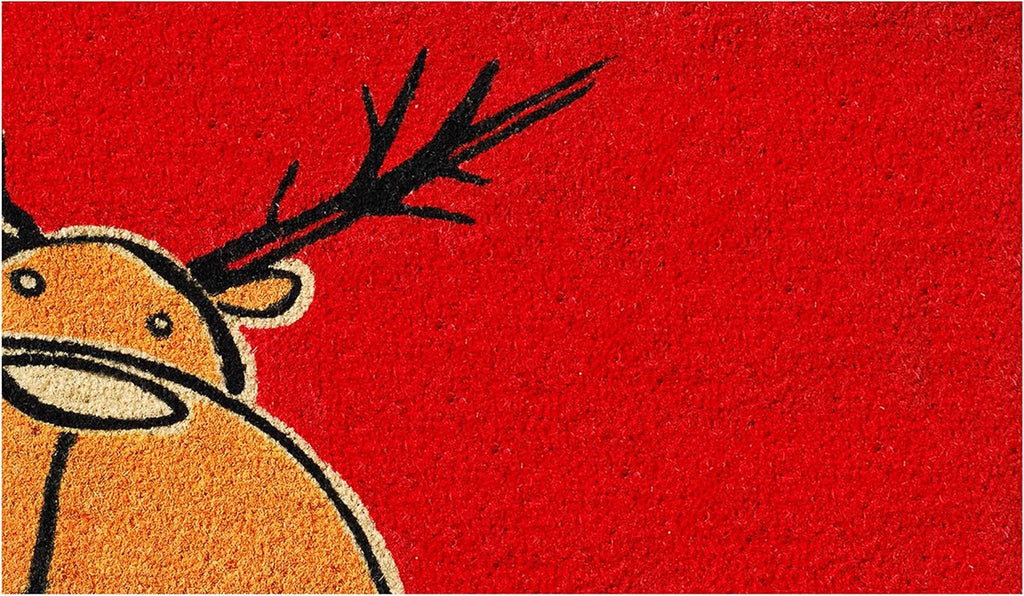 Christmas Doormat 17"x29" Red Brown Black - Eco-Friendly Coir Mat