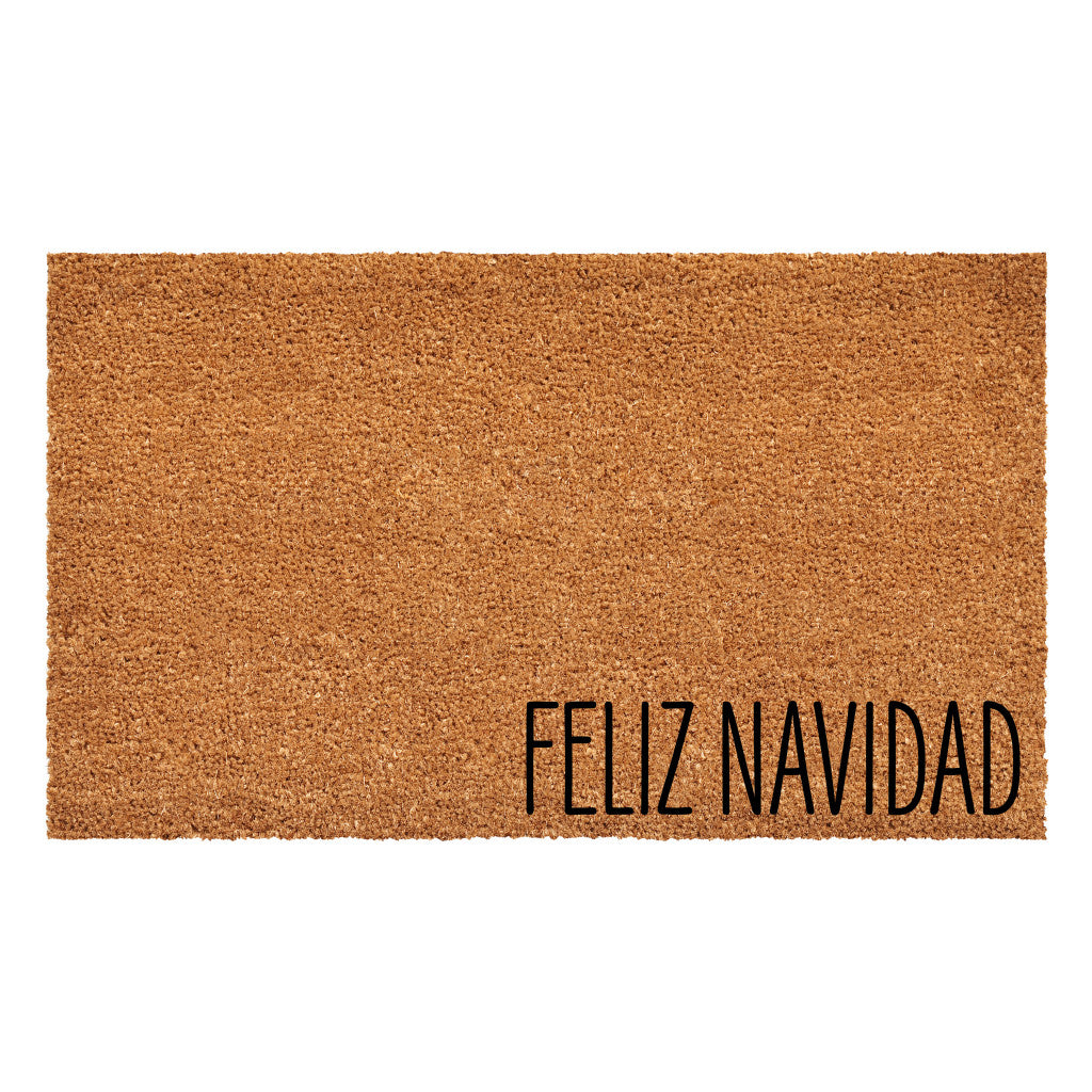 Felpudo navideño de coco ecológico 24x36 con mensaje "Feliz Navidad", tapete de entrada resistente para exterior