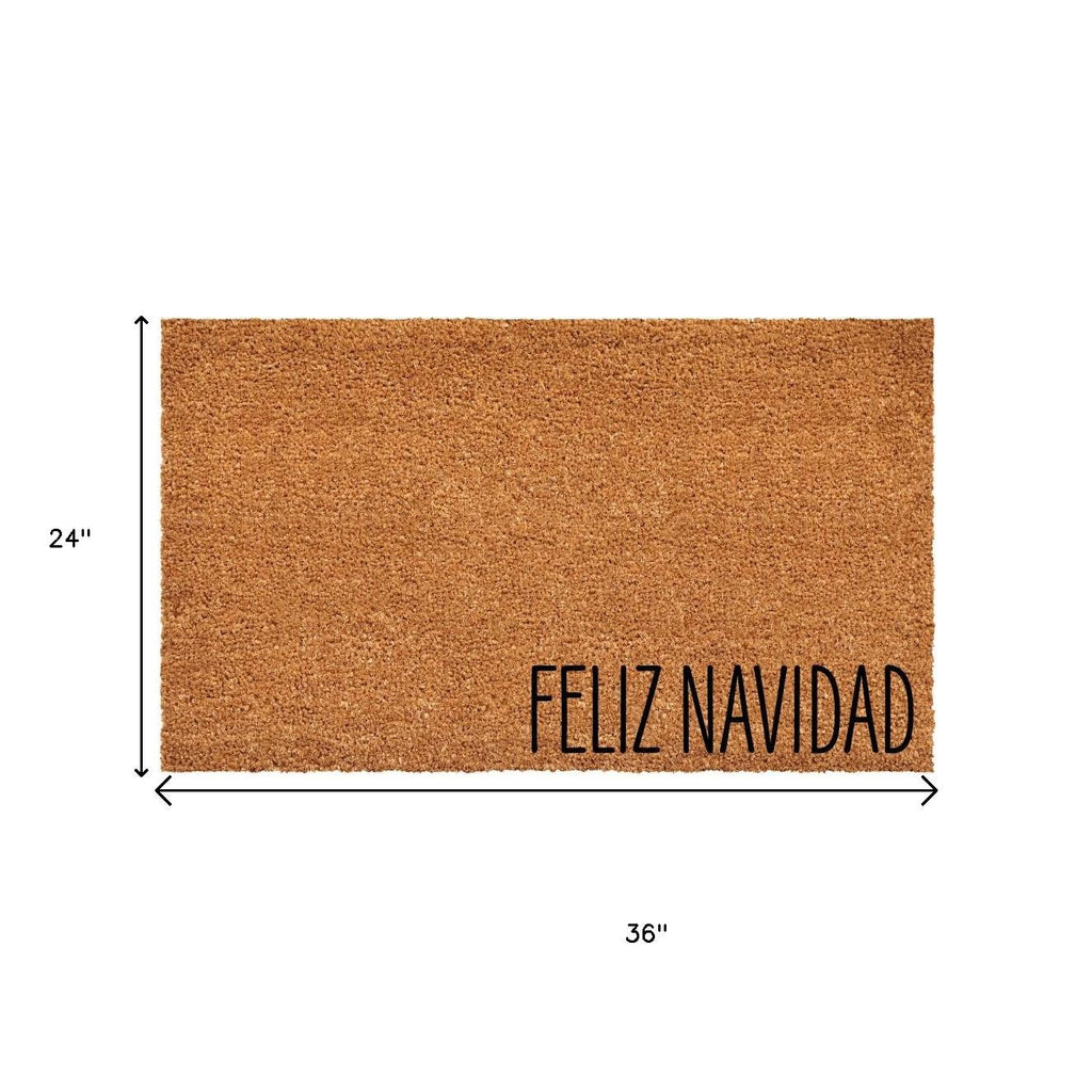 Alfombra de bienvenida navideña eco-friendly 24x36 con mensaje "Feliz Navidad", resistente y decorativa para exteriores
