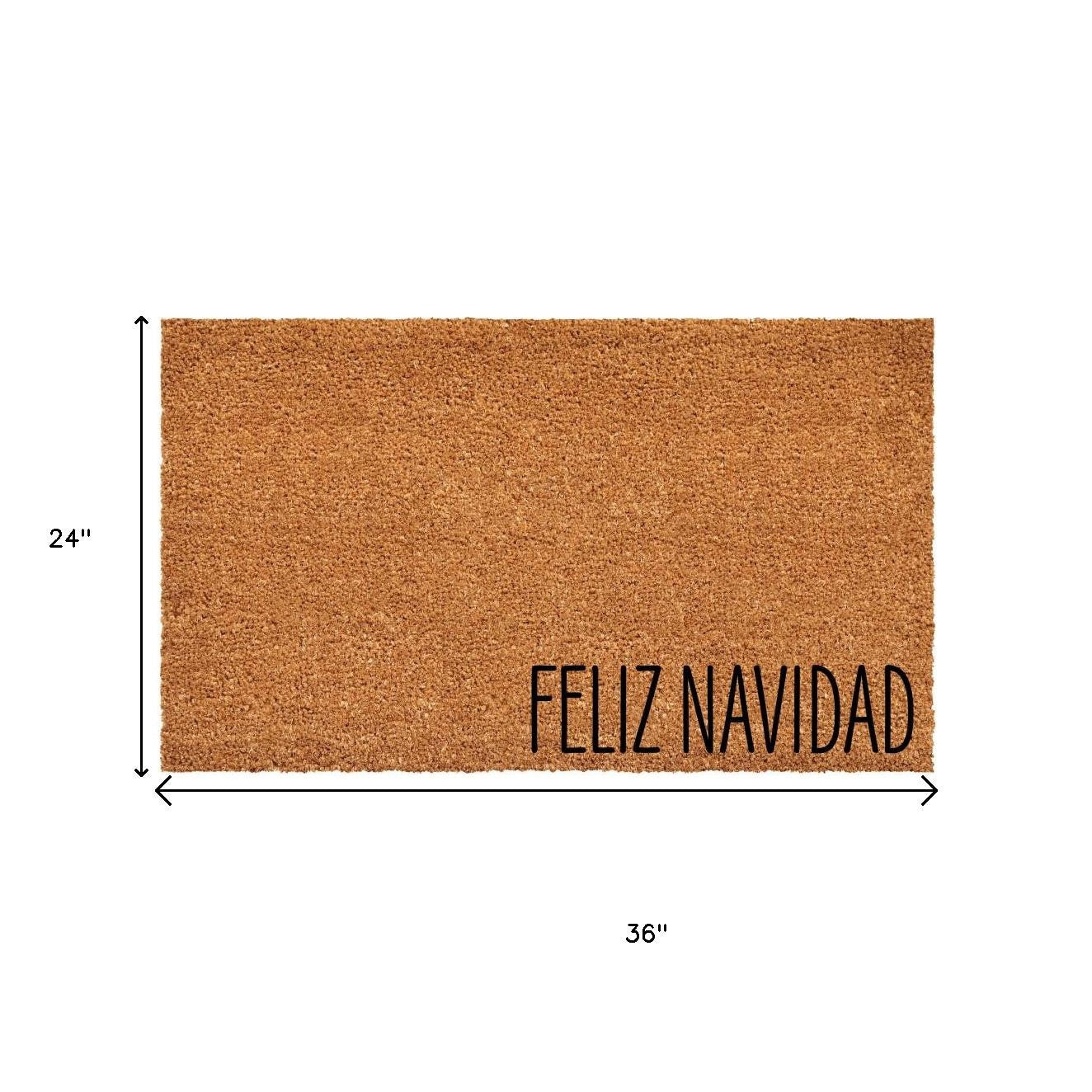 Alfombra de bienvenida navideña eco-friendly 24x36 con mensaje "Feliz Navidad", resistente y decorativa para exteriores
