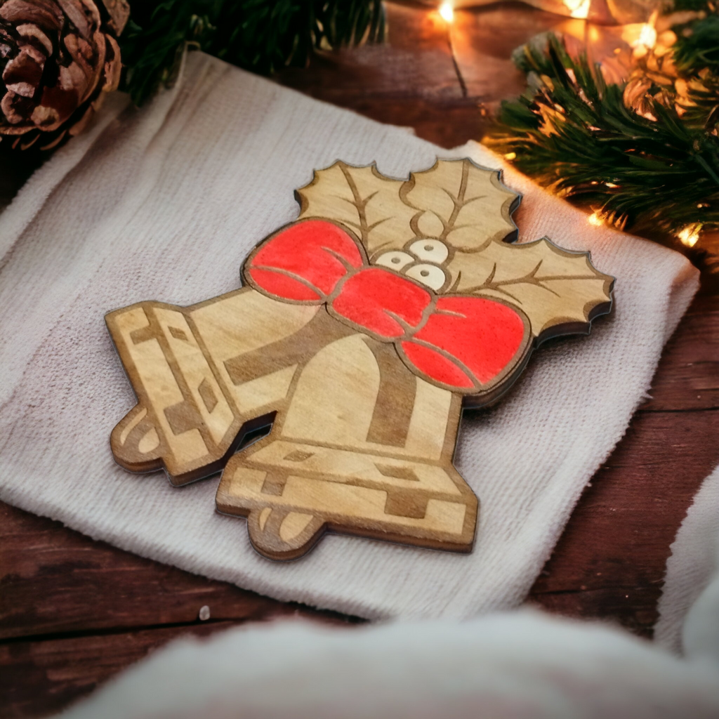 Christmas Bells Wooden Decoration - Handcrafted Home Decor Gift