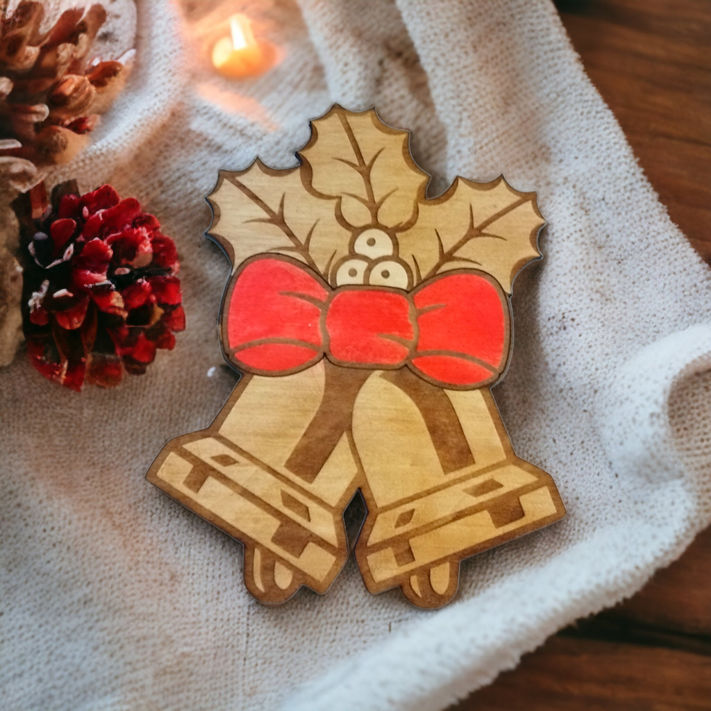 Christmas Bells Wooden Decoration - Handcrafted Home Decor Gift